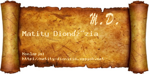 Matity Dionízia névjegykártya